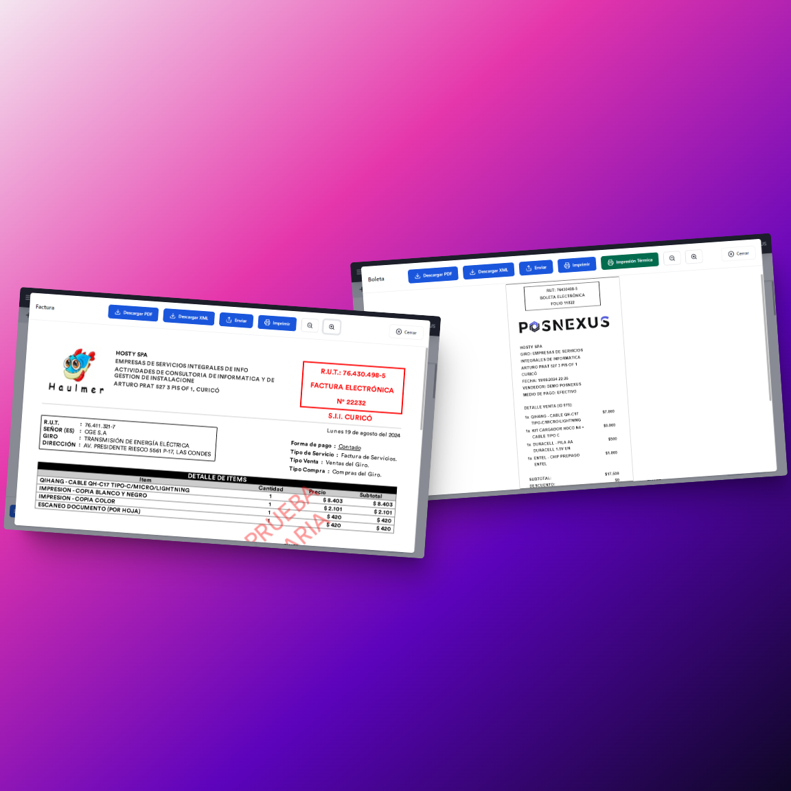 Interfaz de Boleta y Factura Electrónica de POSNEXUS